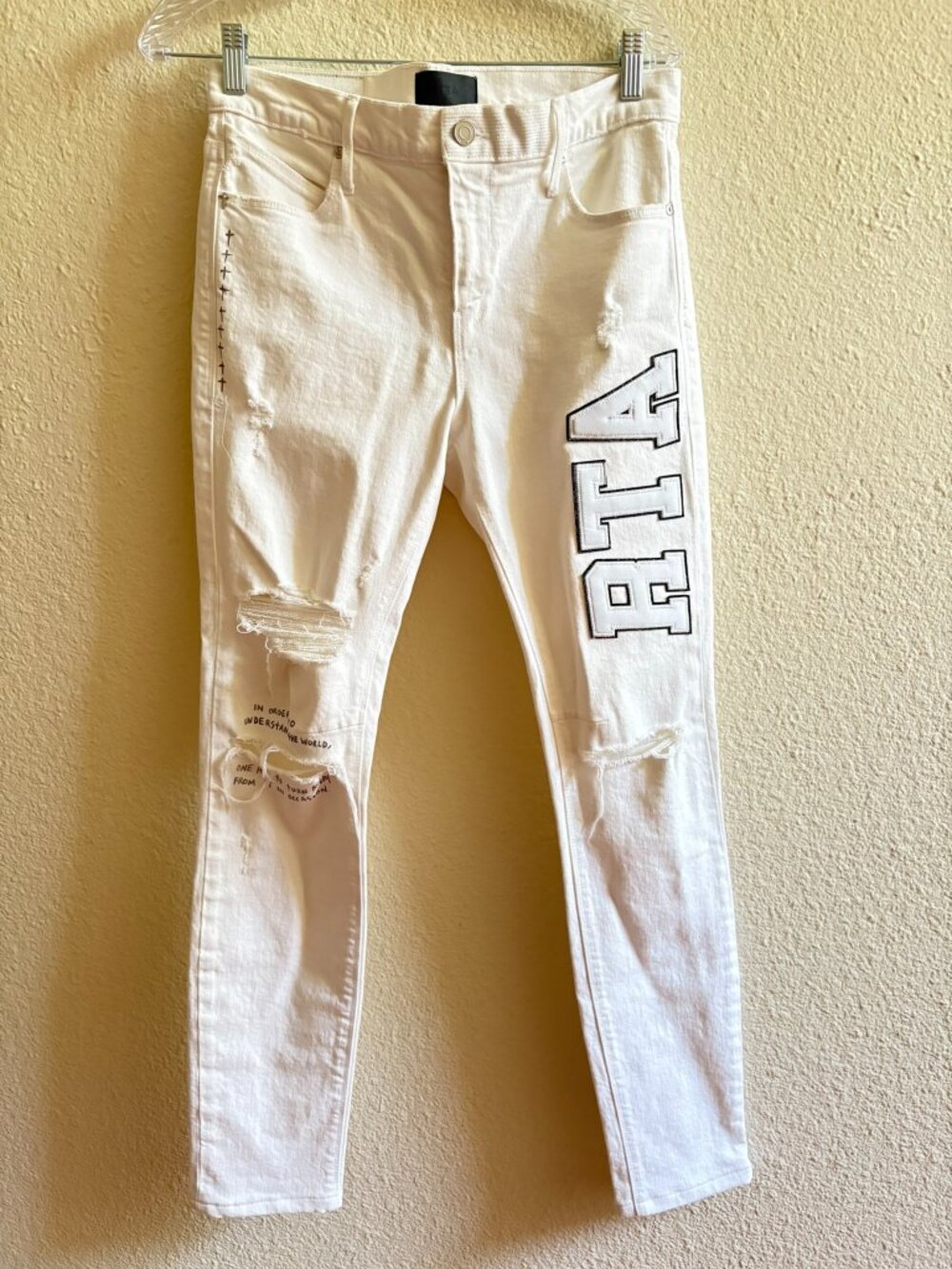 RTA White Distressed Skinny Jeans